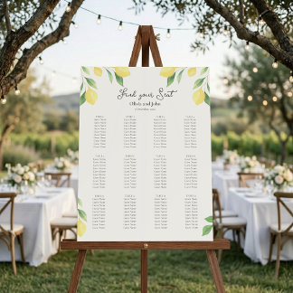 Watercolor Lemon Wedding Seating Chart Poster