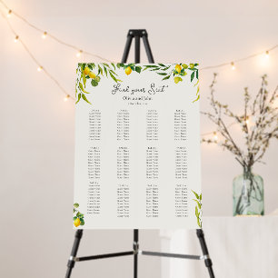 Watercolor Lemon Wedding Seating Chart Sign