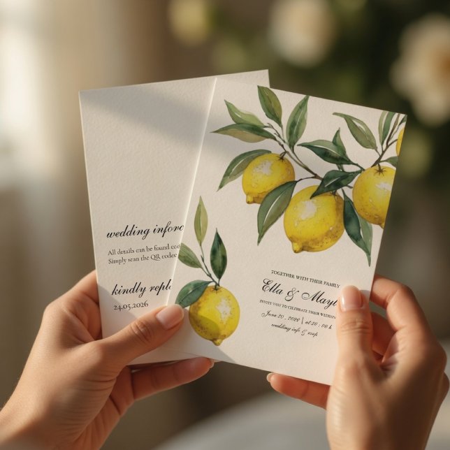 Watercolor Lemon Wedding Set  Mediterranea Invitation (Creator Uploaded)