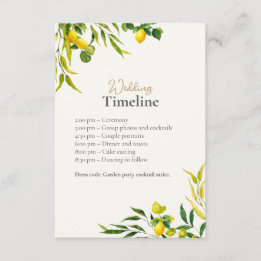 Watercolor Lemon Wedding Timeline with QR Code Enclosure Card