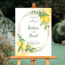 Watercolor Lemon Wedding Welcome Sign