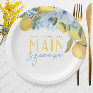 Watercolor Lemon White Main Squeeze Personalized Paper Plates