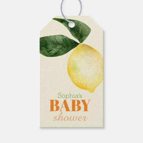 Watercolor Lemon Yellow Baby Shower Gift Tags