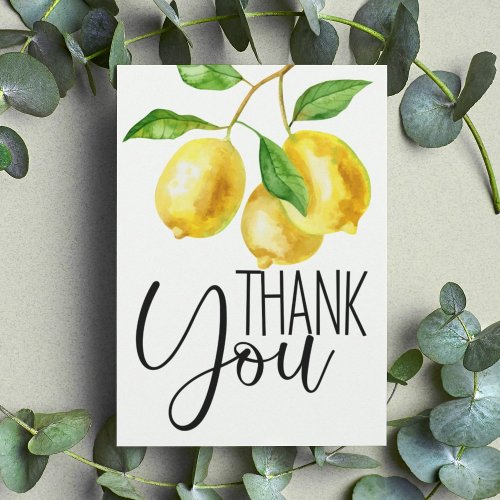 Watercolor Lemon Yellow Thank You Card