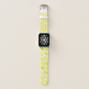 Watercolor Lemon Yellow White Summer Pattern Apple Watch Band