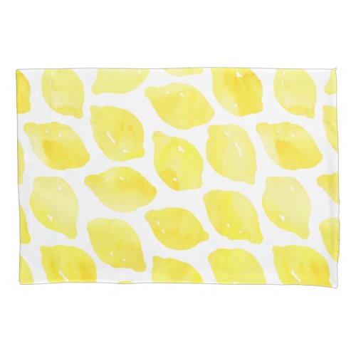 Watercolor Lemon Yellow White Summer Pattern Pillow Case
