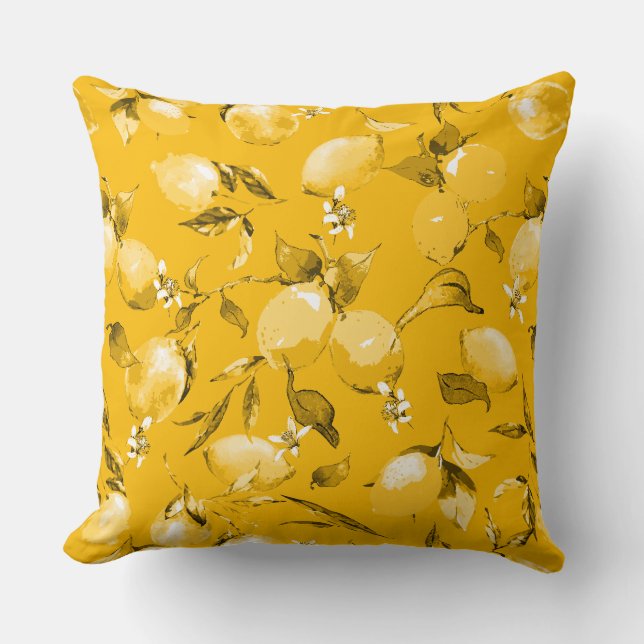 Watercolor lemons 10 throw pillow (Front)