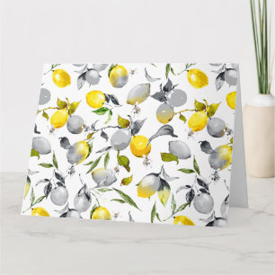 Watercolor lemons 14 letterpress thank you card