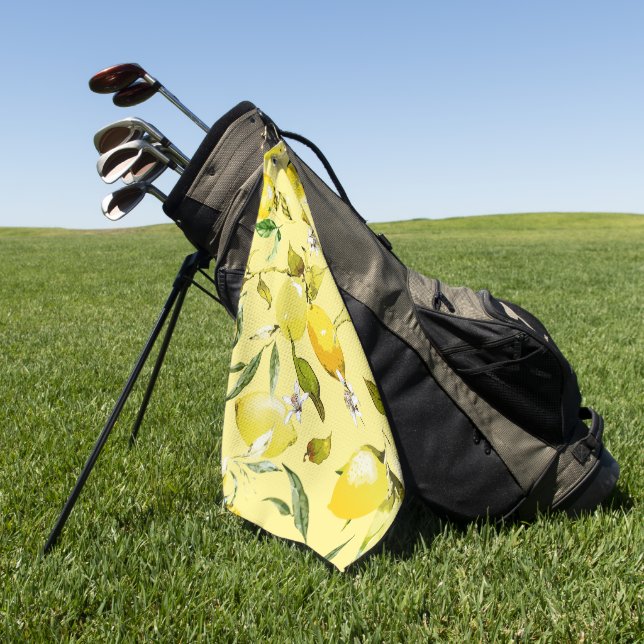 Watercolor lemons 15 golf towel (Green)