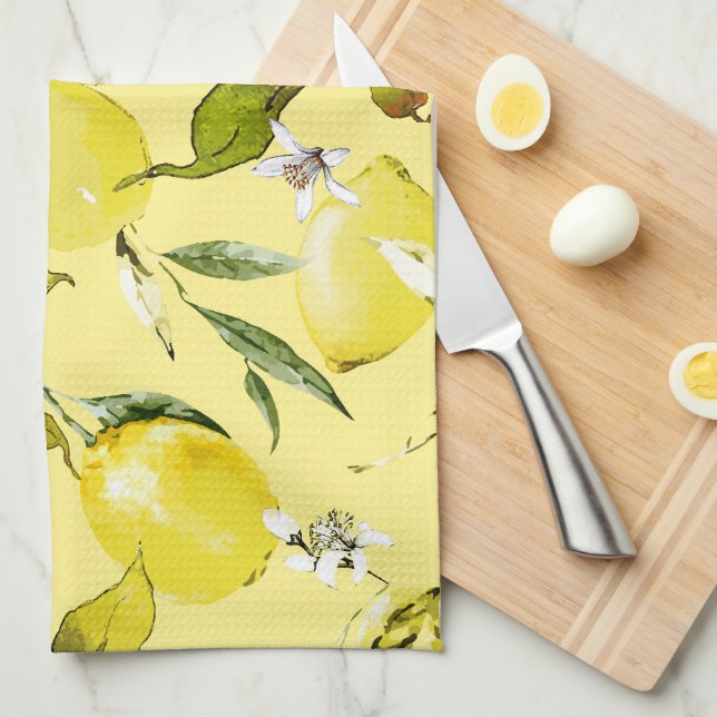 Watercolor lemons 15 kitchen towel (Quarter Fold)
