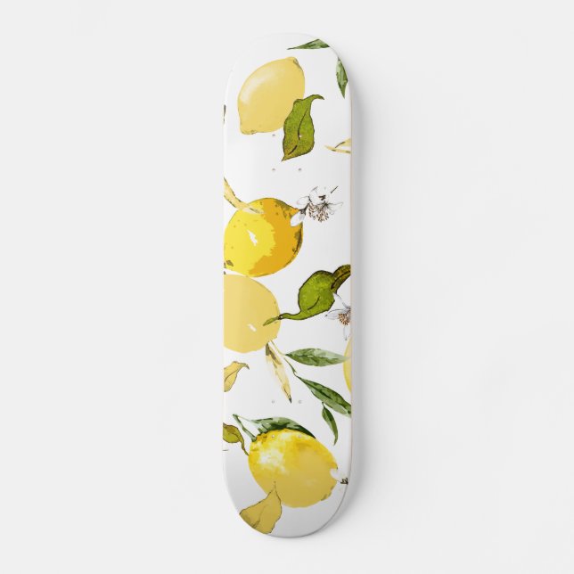 Watercolor lemons 17 skateboard (Front)