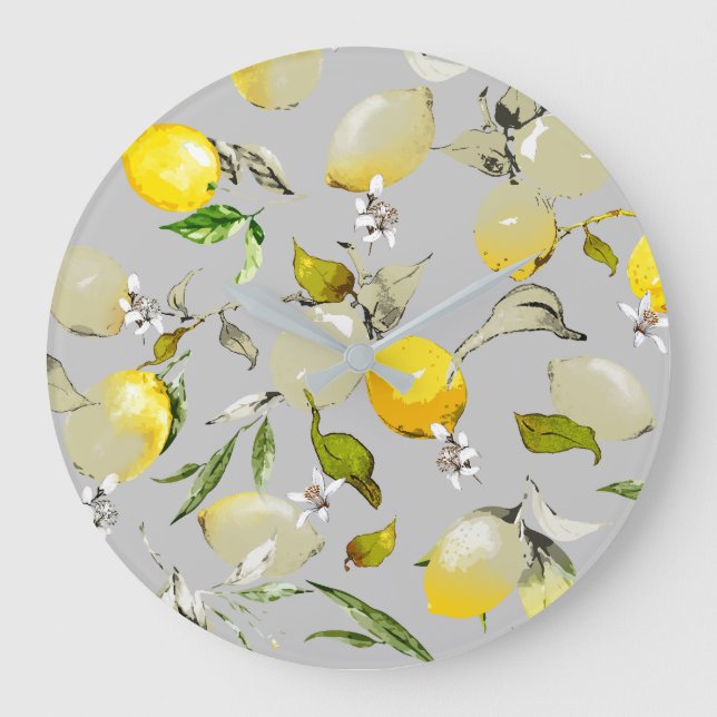 Watercolor lemons 18 large clock (Front)