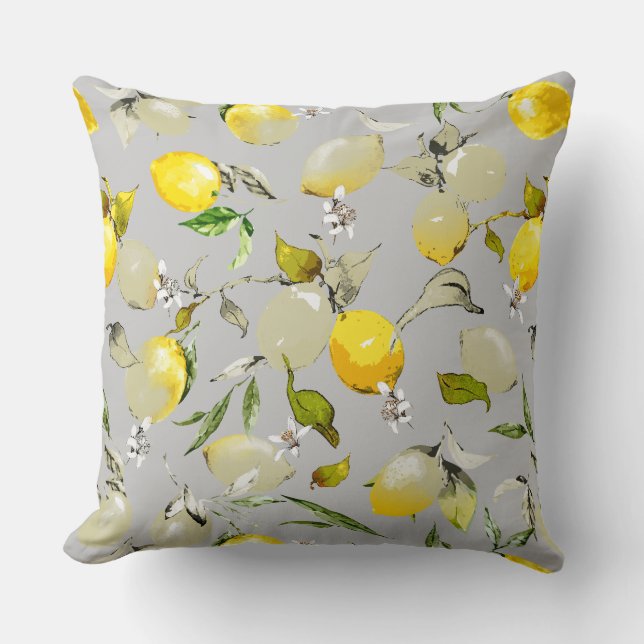 Watercolor lemons 19 throw pillow (Front)
