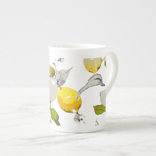 Watercolor lemons 20 bone china mug