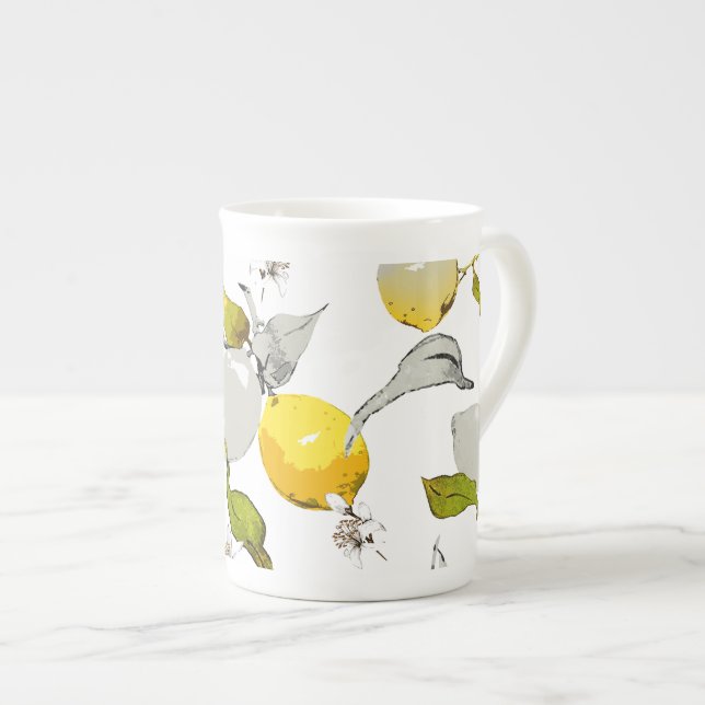 Watercolor lemons 20 bone china mug (Front Right)