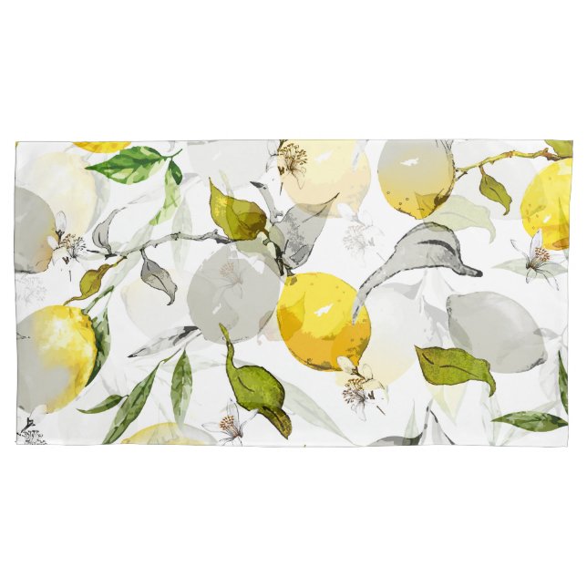 Watercolor lemons 20 pillow case (Front)