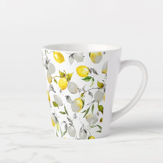 Watercolor lemons 21 latte mug (Right)