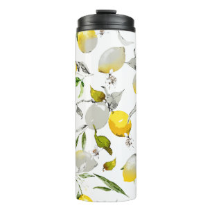 Watercolor lemons 21 thermal tumbler