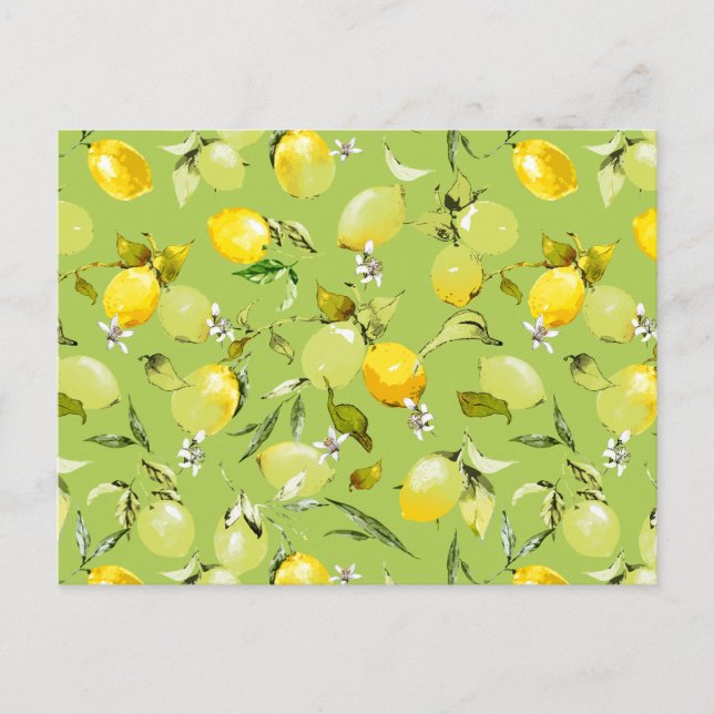 Watercolor lemons 22 invitation postcard (Front)