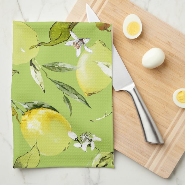 Watercolor lemons 23 kitchen towel (Quarter Fold)