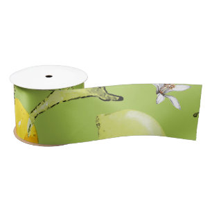 Watercolor lemons 23 satin ribbon
