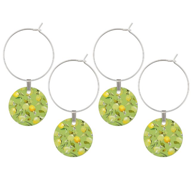 Watercolor lemons 23 wine charm (Staggered)