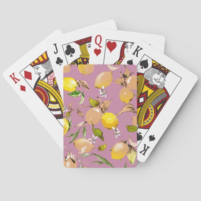 Watercolor lemons 24 poker cards (Back)