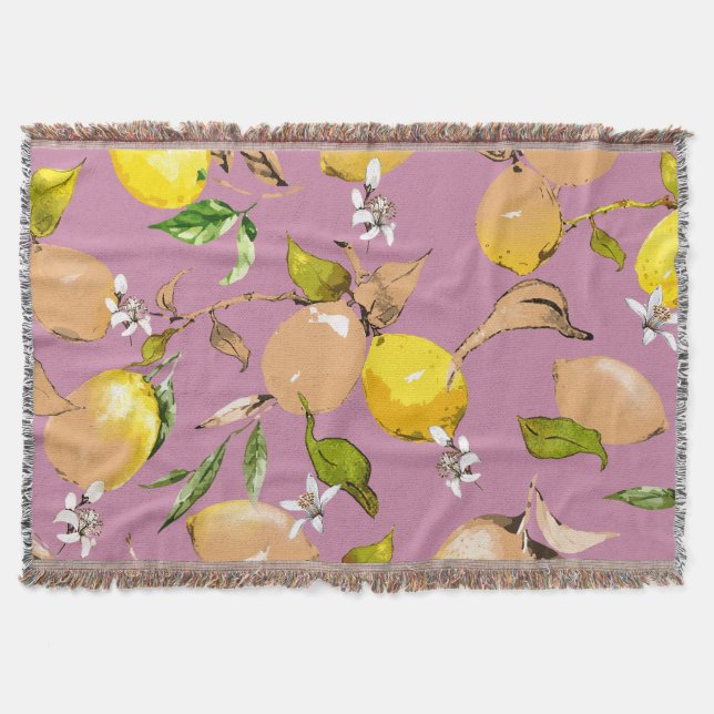Watercolor lemons 24 throw blanket (Front)