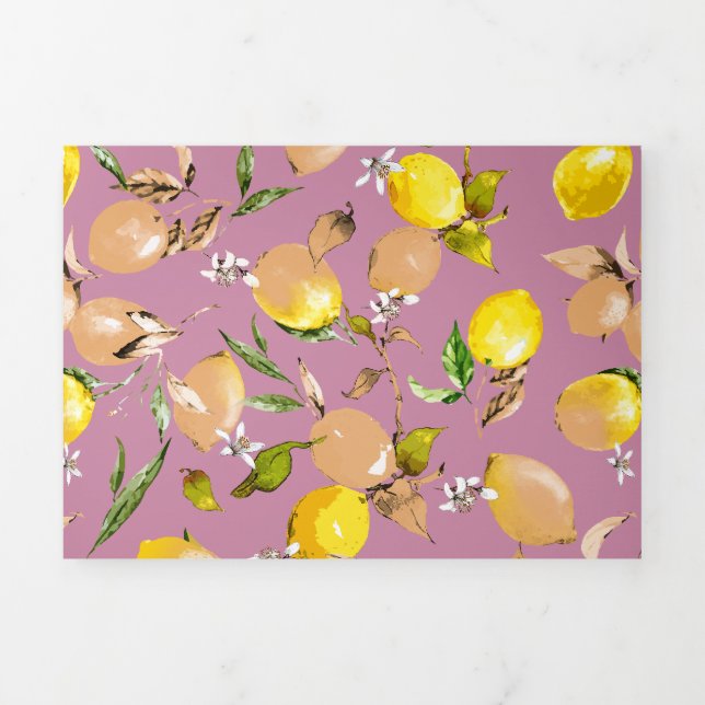 Watercolor lemons 25 Tri-Fold invitation (Cover)
