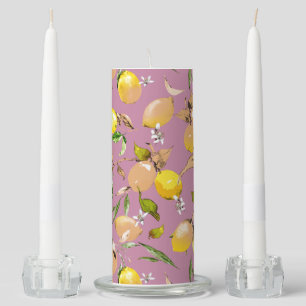 Watercolor lemons 25 unity candle set
