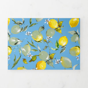 Watercolor lemons 27 Tri-Fold announcement