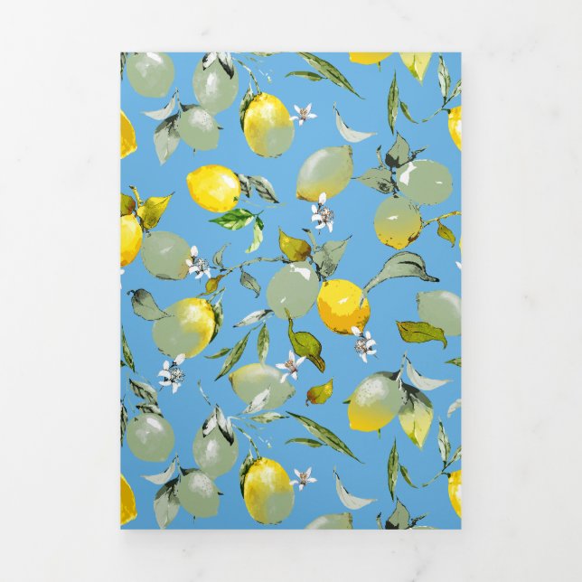Watercolor lemons 27 Tri-Fold invitation (Cover)