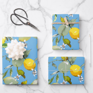 Watercolor lemons 27 wrapping paper sheets