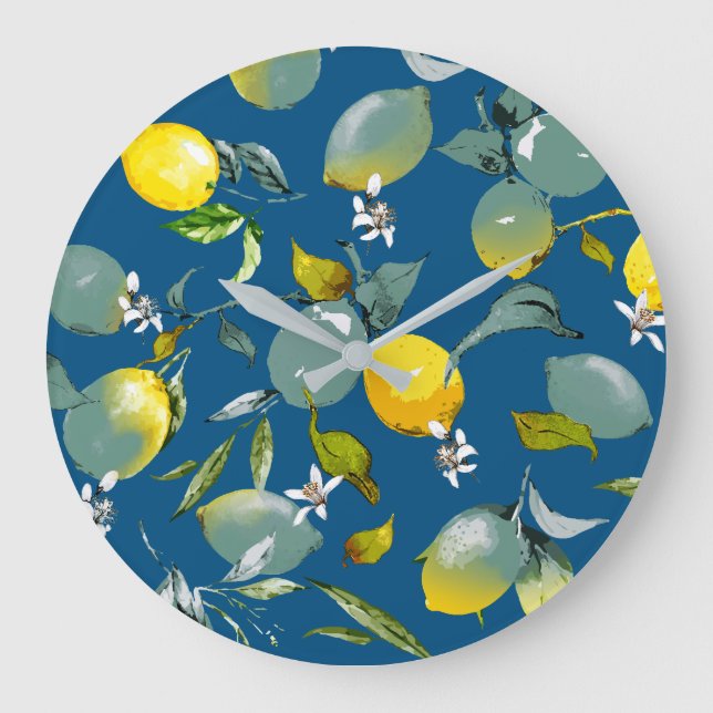 Watercolor lemons 28 large clock (Front)