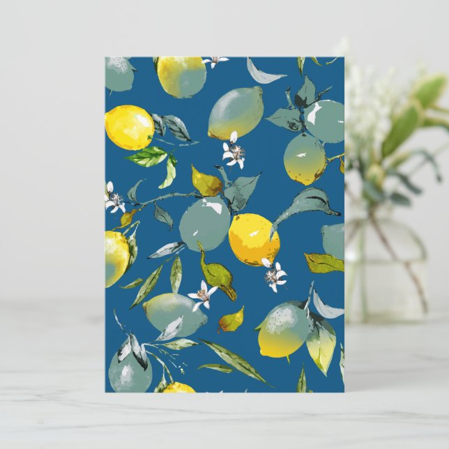 Watercolor lemons 28 thank you card (Standing Front)
