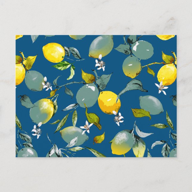 Watercolor lemons 29 invitation postcard (Front)
