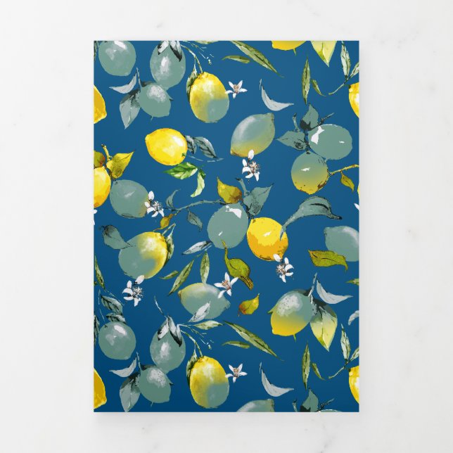 Watercolor lemons 29 Tri-Fold invitation (Cover)