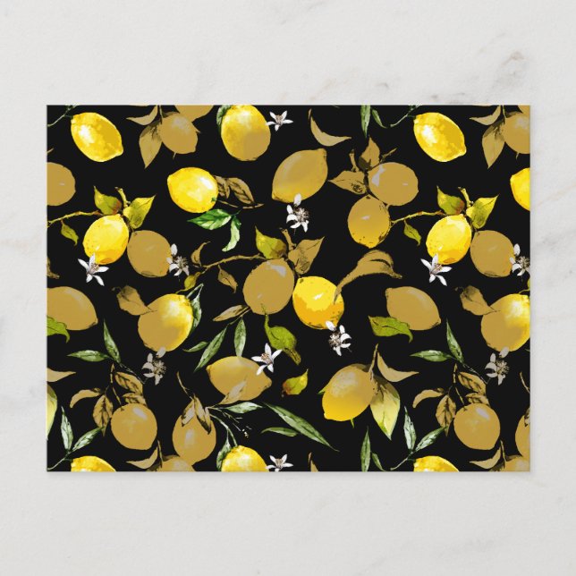 Watercolor lemons 30 announcement postcard (Front)