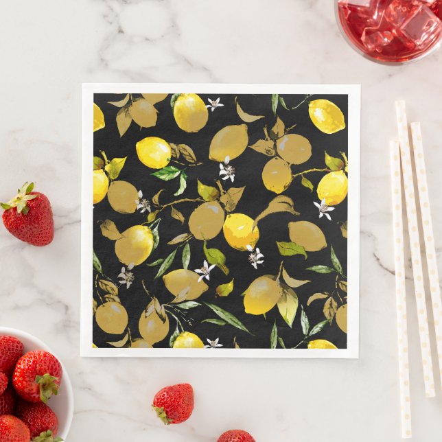 Watercolor lemons 30 paper dinner napkins (Insitu)