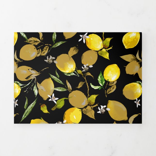 Watercolor lemons 30 Tri-Fold announcement (Cover)