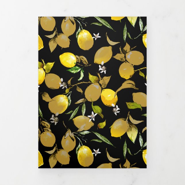 Watercolor lemons 30 Tri-Fold invitation (Cover)