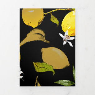 Watercolor lemons 31 Tri-Fold holiday card