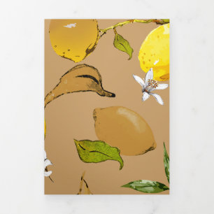 Watercolor lemons 33 Tri-Fold holiday card