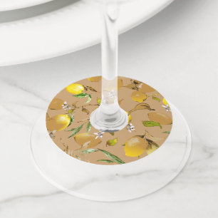 Watercolor lemons 33 wine glass tag
