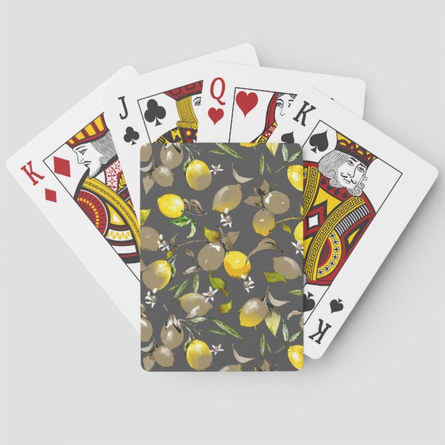 Watercolor lemons 34 poker cards (Back)