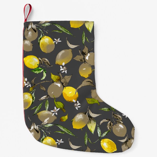 Watercolor lemons 34 small christmas stocking (Front)