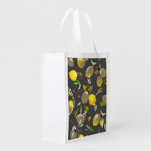 Watercolor lemons 35 grocery bag