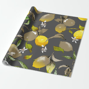 Watercolor lemons 35 wrapping paper