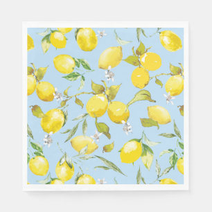 Watercolor lemons 4 napkins
