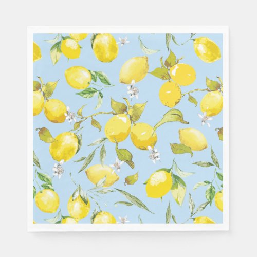 Watercolor lemons 4 napkins